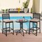 Costway Set of 2 Outdoor Bar Height Dining Chairs Patio Metal Bar Stools with Cushion